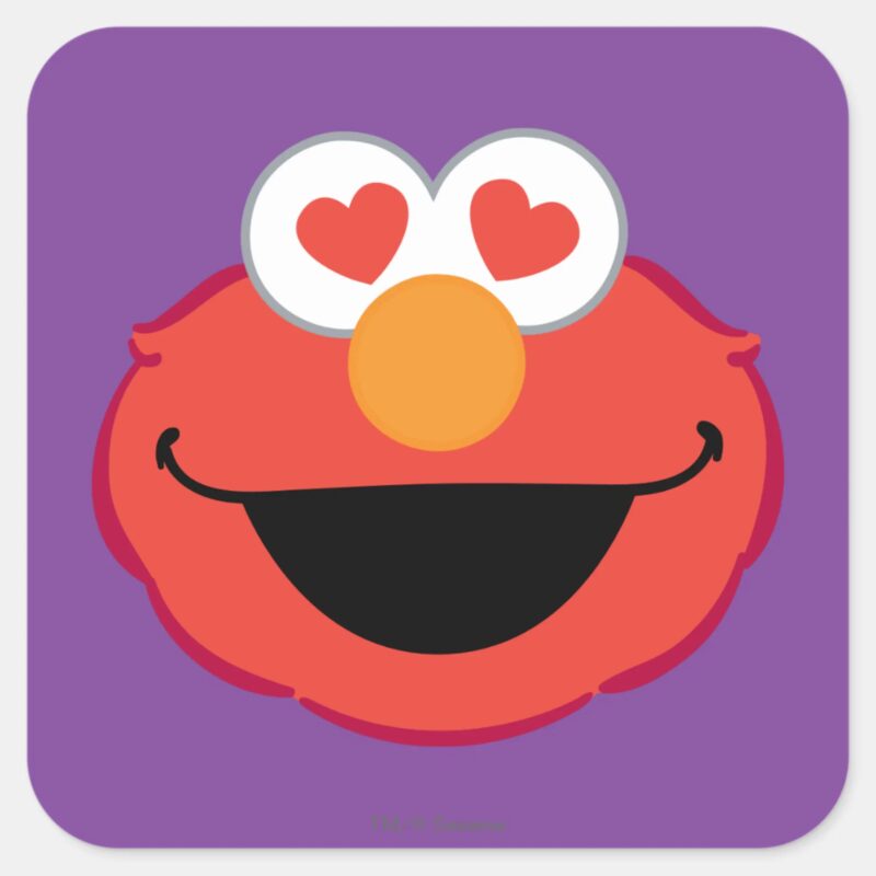 Elmo Smiling Face With Heart Shaped Eyes Square Sticker Elmo Smiling Face With Heart Shaped Eyes Square Sticker