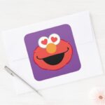 Elmo Smiling Face With Heart Shaped Eyes Square Sticker