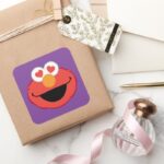 Elmo Smiling Face With Heart Shaped Eyes Square Sticker