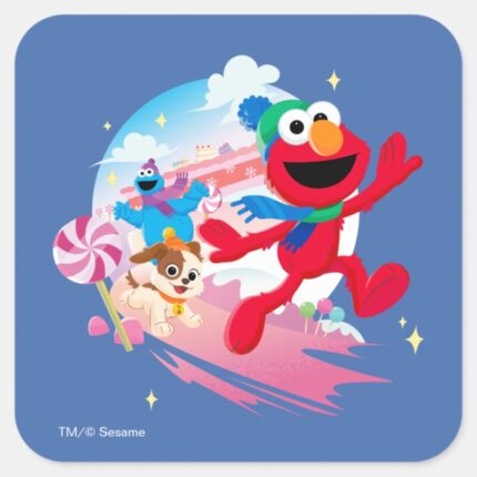 Elmo Tango Cookie Monster Best Christmas Ever Square Sticker