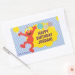 Elmo With Party Balloons Pattern Rectangular Sticker