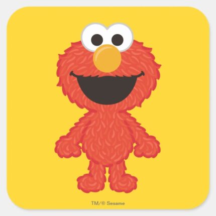 Elmo Wool Style Square Sticker