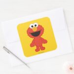 Elmo Wool Style Square Sticker