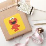 Elmo Wool Style Square Sticker