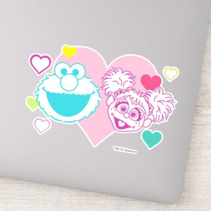 Elmo Abby Cadabby Valentine Hearts Pattern Sticker