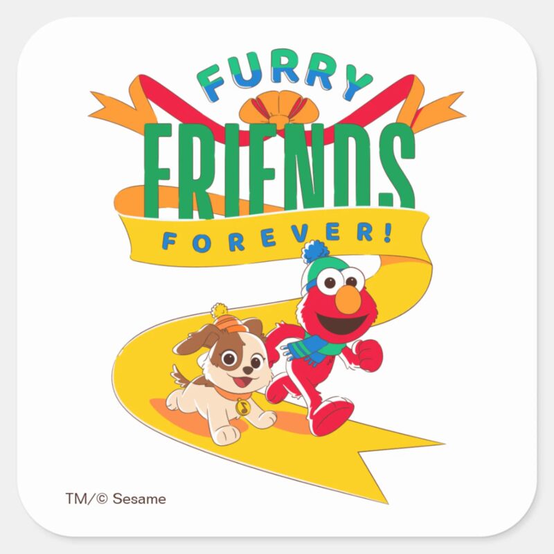 Elmo Tango Furry Friends Forever Square Sticker Elmo Tango Furry Friends Forever Square Sticker