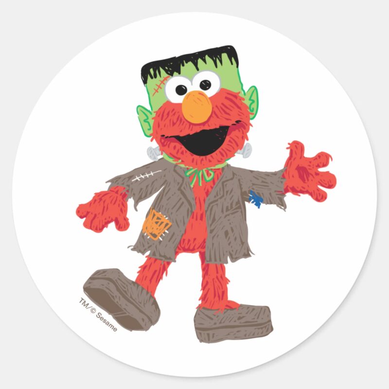 Elmo Frankenstein Costume Classic Round Sticker Elmo Frankenstein Costume Classic Round Sticker