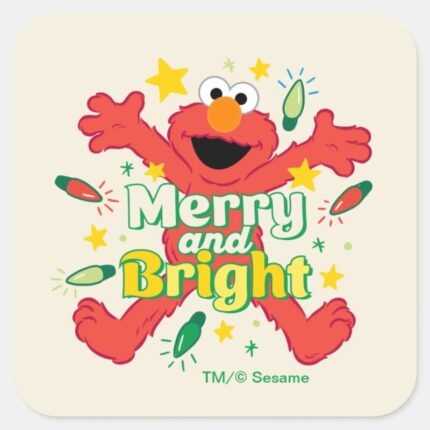 Elmo Merry And Bright Square Sticker