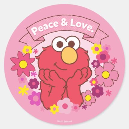 Elmo Peace Love Classic Round Sticker