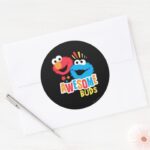 Elmo And Cookie Awesome Buds Classic Round Sticker