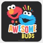 Elmo And Cookie Awesome Buds Square Sticker