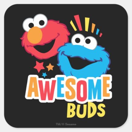 Elmo And Cookie Awesome Buds Square Sticker