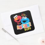 Elmo And Cookie Awesome Buds Square Sticker