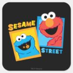 Elmo And Cookie Monster Friends Square Sticker