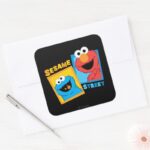 Elmo And Cookie Monster Friends Square Sticker