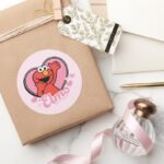 Elmo In Heart Valentine Classic Round Sticker