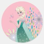 Elsa Summer Wish With Flowers Classic Round Sticker