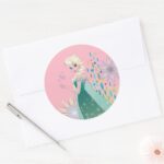 Elsa Summer Wish With Flowers Classic Round Sticker