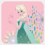 Elsa Summer Wish With Flowers Square Sticker