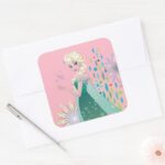 Elsa Summer Wish With Flowers Square Sticker