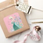 Elsa Summer Wish With Flowers Square Sticker