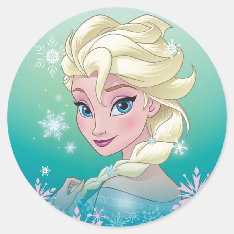 Elsa Winter Portrait Classic Round Sticker