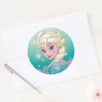 Elsa Winter Portrait Classic Round Sticker