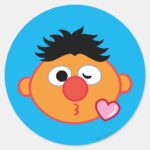 Ernie Face Throwing A Kiss Classic Round Sticker