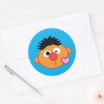 Ernie Face Throwing A Kiss Classic Round Sticker
