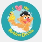 Ernie Loves Duckie Classic Round Sticker