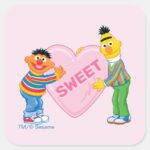 Ernie Bert Big Valentines Heart Square Sticker