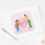 Ernie Bert Big Valentines Heart Square Sticker
