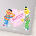 Ernie Bert Big Valentines Heart Sticker