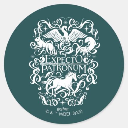 Expecto Patronum Filigree Graphic Classic Round Sticker