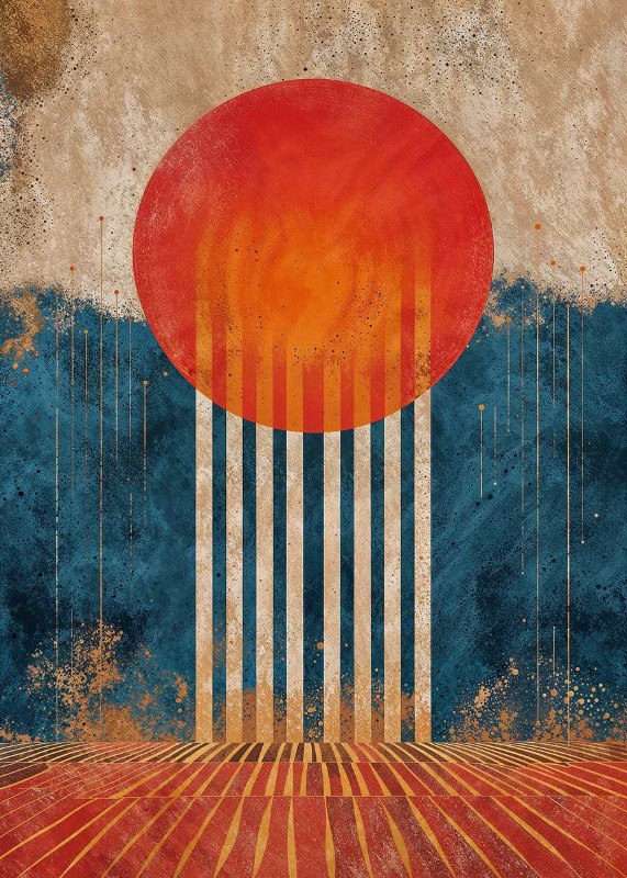 Fiery Orb Stripes Poster