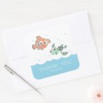 Finding Nemo And Squirt Birthday Thank You Square Sticker
