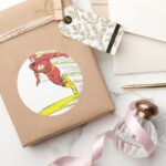 Flash Leaps Left Classic Round Sticker