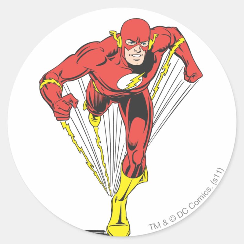 Flash Runs Forward Classic Round Sticker Flash Runs Forward Classic Round Sticker