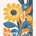 Floral Illustration Sunflower Poster
