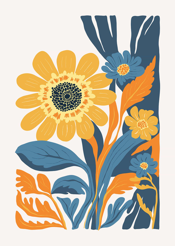 Floral Illustration Sunflower Poster