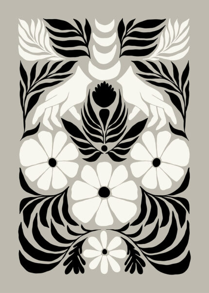 Floral Pattern With Hands Poster