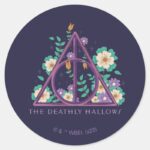 Floral Deathly Hallows Graphic Classic Round Sticker
