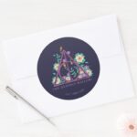 Floral Deathly Hallows Graphic Classic Round Sticker