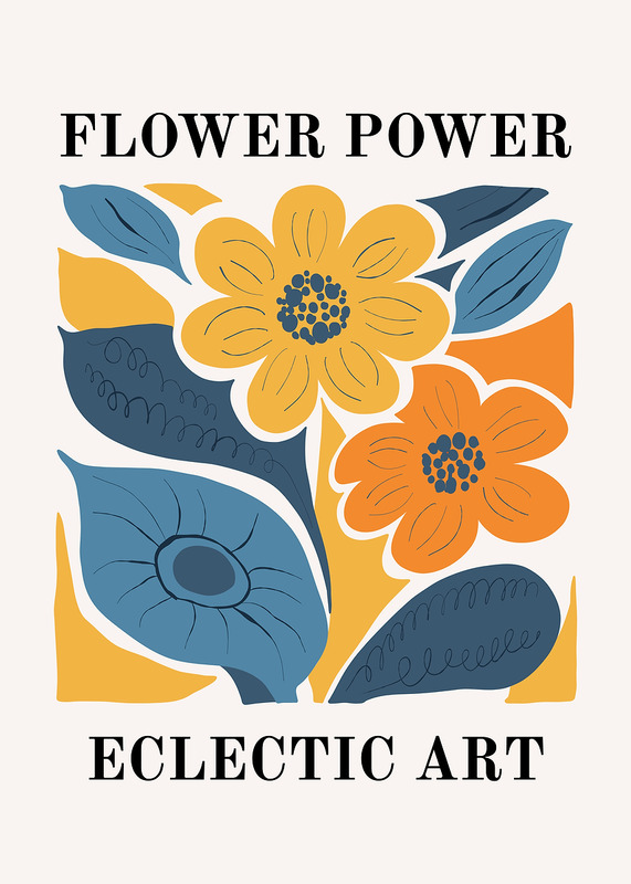 Flower Power Eclectic Art Poster