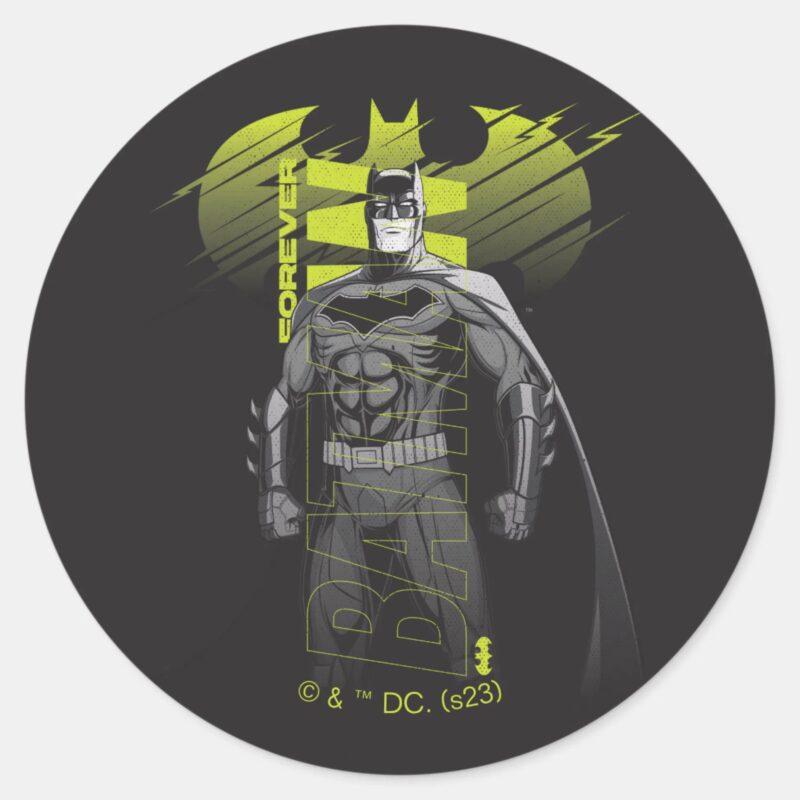 Forever Batman Power Up Character Art Classic Round Sticker