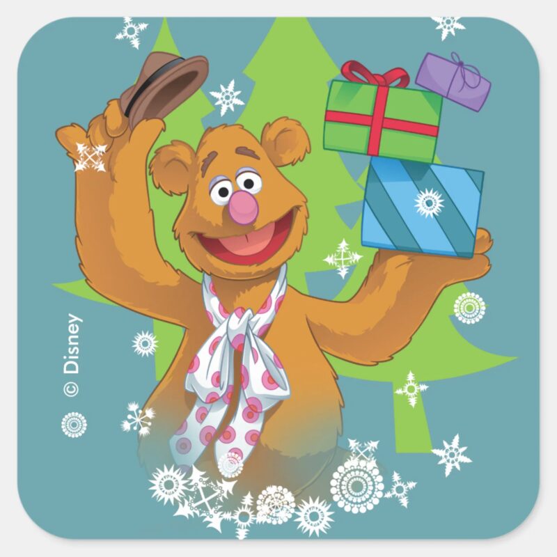 Fozzy The Bear Happy Holidays Square Sticker Fozzy The Bear Happy Holidays Square Sticker