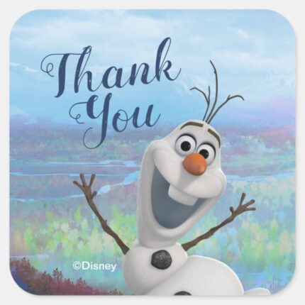 Frozen 2 Olaf Birthday Thank You Square Sticker