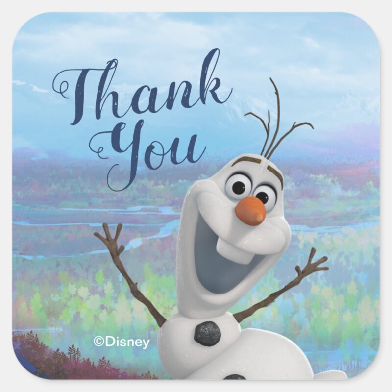Frozen 2 Olaf Birthday Thank You Square Sticker