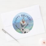 Frozen 2 Olaf Happy Birthday Classic Round Sticker