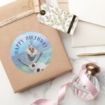 Frozen 2 Olaf Happy Birthday Classic Round Sticker